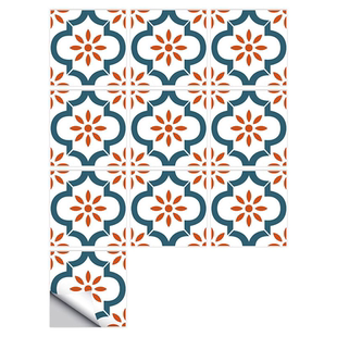 墙贴自粘厨房贴防水复古摩洛哥小花砖瓷砖贴卫生间老房子装饰贴纸