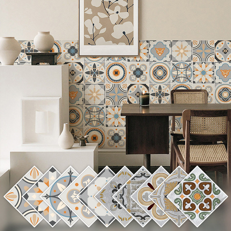 复古厨房防油贴自粘卧室背景墙面装饰墙贴卫生间防水瓷砖贴纸个性
