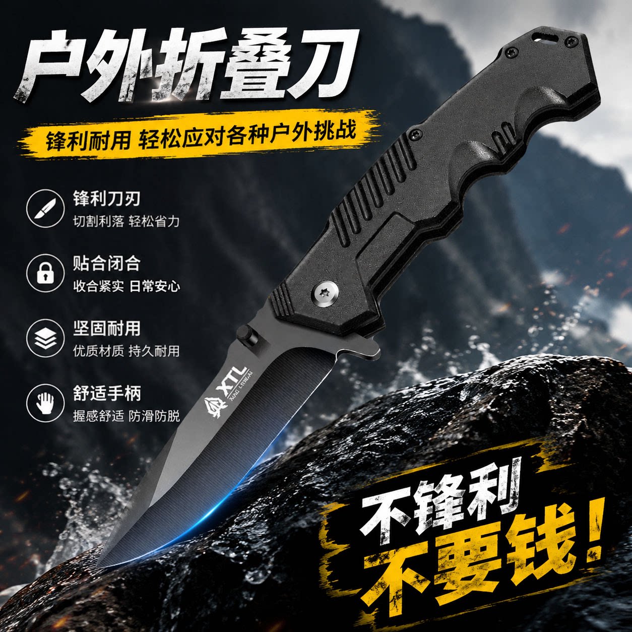 德国折叠水果刀便携锋利露营图片