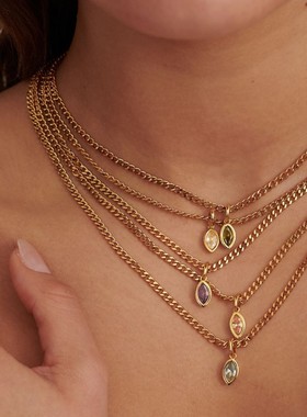 英国george melis马眼锆石项链炉内真空电镀锆石项链欧美简约