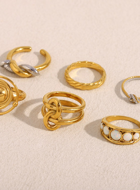 英国george melis欧美个性复古镀18k金澳宝麻花大小环螺丝钉打结