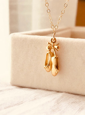 英国george melis舞蹈少女蝴蝶结舞鞋项链芭蕾女孩吊坠可爱风