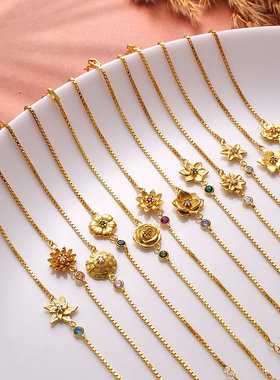 英国George Melis12月花手链锆石生辰石吊坠手链女士生肖花生日