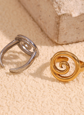 英国george melis欧美时尚小众设计手饰镀18k金气质简约涡旋开口
