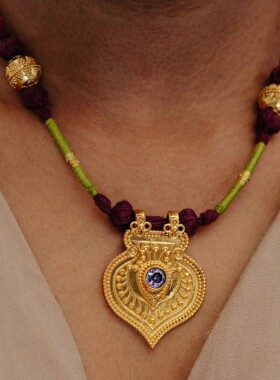 英国george melis欧美塔罗牌项链邪恶之眼圆饼吊坠锆石镶钻18k保