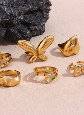 英国george melis欧美几何朋克小众设计个性手饰镀18k金光面蝴蝶