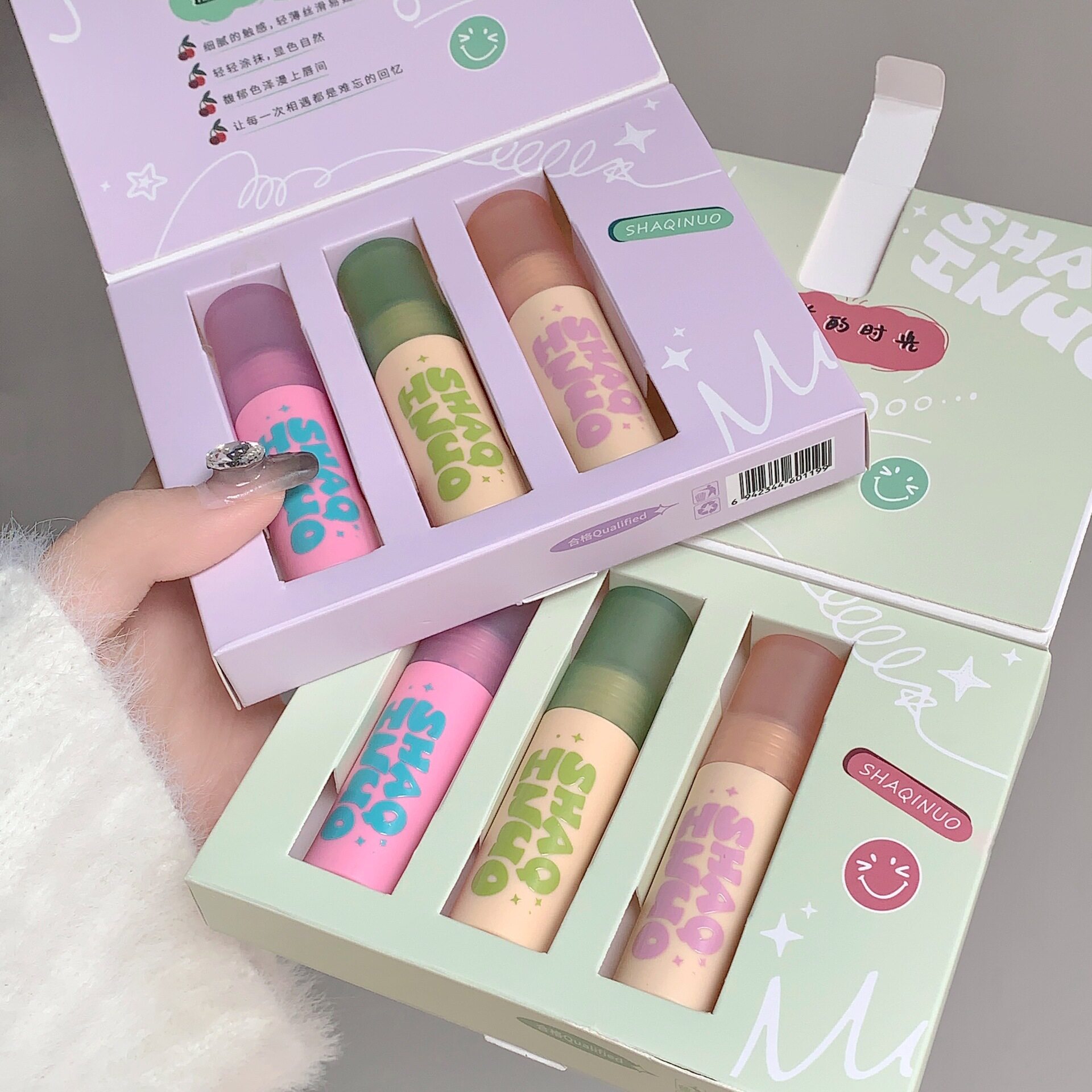 新款推荐SHAQINUO三支礼盒套装甜彩唇釉雾面哑光丝绒不易掉色唇彩