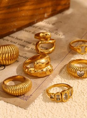 英国george melis欧美时尚气质复古个性手饰镀18k金面包爱心捶打