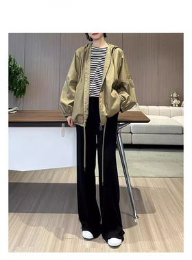 英国george melis新款设计感休闲外套~抽绳连帽夹克上衣女