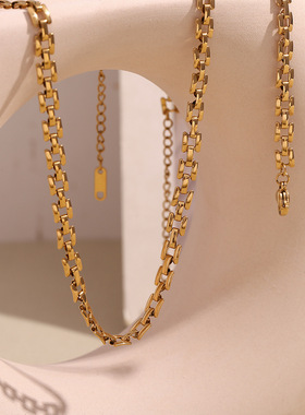 英国george melis欧美时尚简约小众项链镀18k金气质口字形手工链