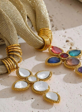 英国george melis吊坠项链高级感镶钻锁骨链钛钢欧美