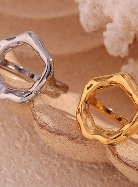 英国george melis欧美时尚简约小众轻奢指环镀18k金不规则圆环