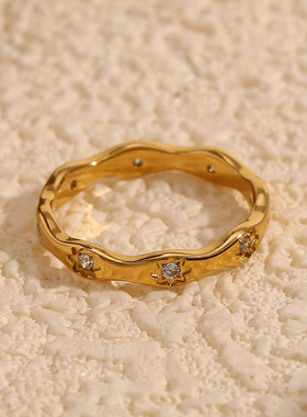 英国george melis欧美ins时尚气质小众设计款手饰镀18k金波浪形