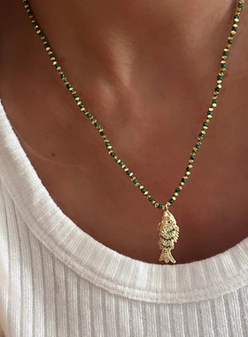 英国george melis独立站彩色多巴胺珊瑚小鱼串珠项链女百搭时尚