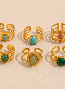 英国george melis欧美时尚气质复古个性高级感手饰镀18k金石双层