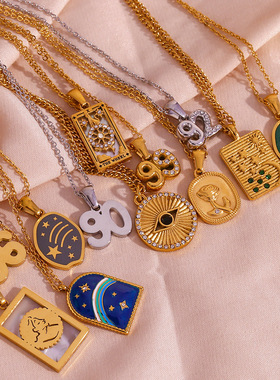 英国george melis欧美ins时尚简约项坠组合镀18k金微镶滴油年份