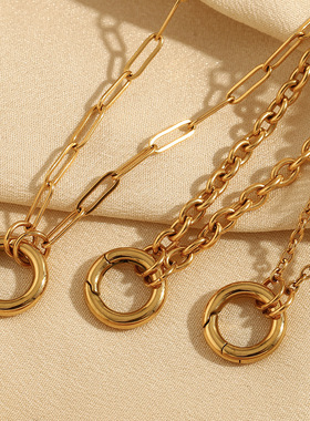 英国george melis欧美简约小众设计高级感项坠镀18k金大o字链