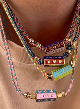 英国george melis波西米亚风彩色love吊坠项链女士手链时尚