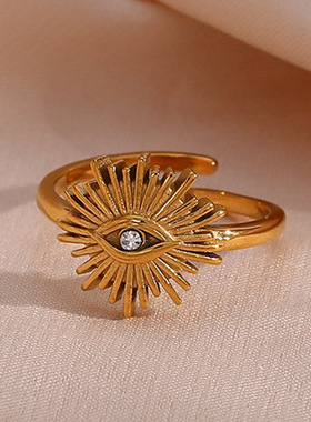 英国george melis欧美ins时尚个性流行指环镀18k锆石恶魔之眼