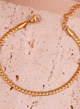 英国george melis欧美时尚简约小众钛钢手饰镀18k金精抛加密nk链