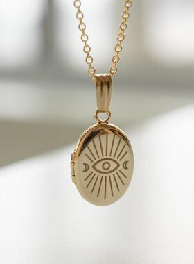 英国George Melis椭圆太阳月亮恶魔之眼可开合相册宠物相片锁骨