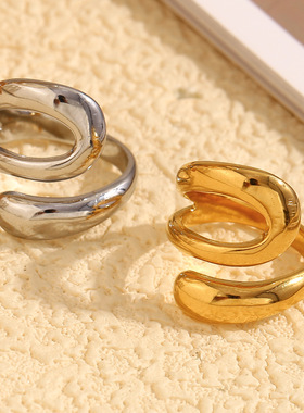 英国george melis欧美ins个性小众设计感手饰镀18k金法式三层