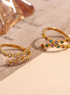 英国george melis欧美时尚小众个性手饰镀18k金交叉开口微镶水