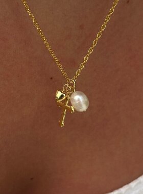 英国george melis独立站淡水珍珠爱心项链复古优雅重工ins风项链