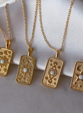 英国george melis独立站新款小众设计星星太阳月亮项链立体浮雕