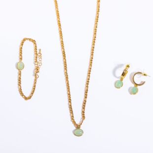 英国george melis绿东陵石项链独立站设计复古费加罗链条镀18k