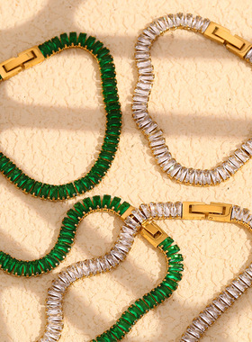 英国george melis小众满钻锆石爪链奢华项链套装材质女