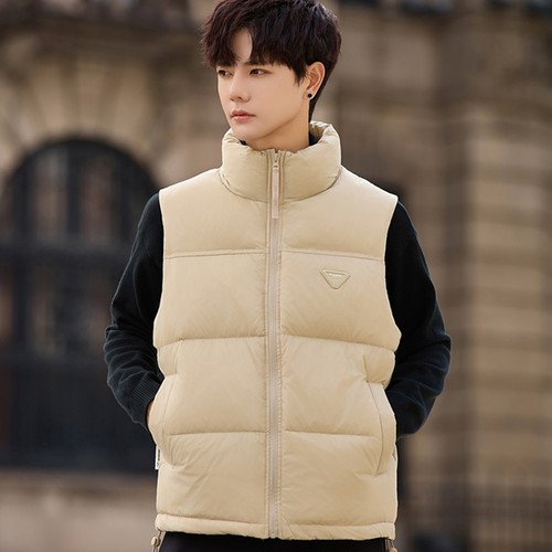白鸭绒休闲短款立领羽绒马夹男士