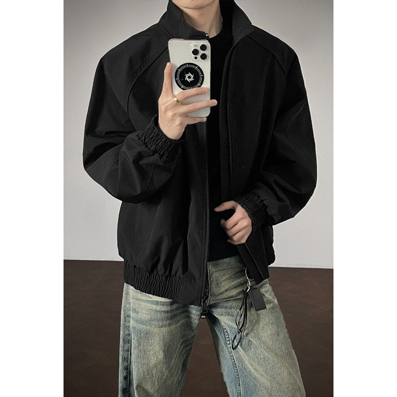 垫肩行政夹克外套男款cleanfit短款春秋潮牌高级感痞帅立领棒球服