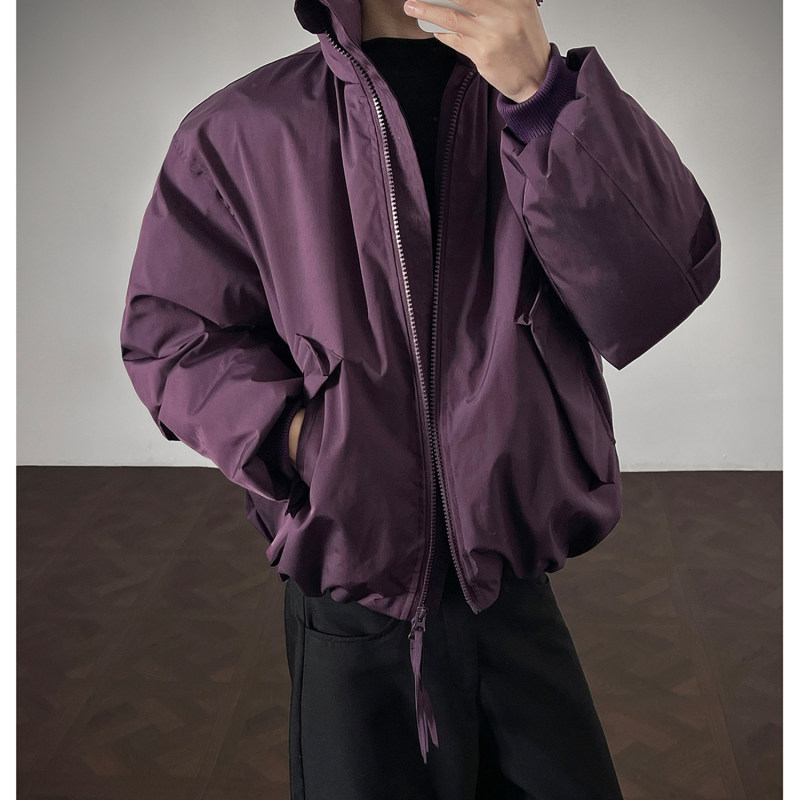廓形立领外套紫色bomber飞行夹克