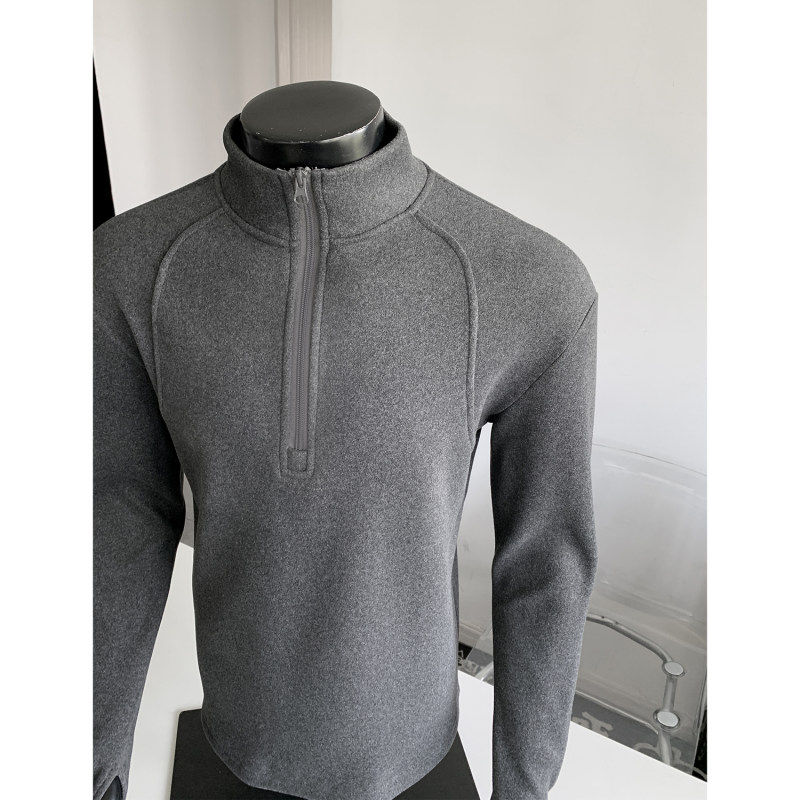 重磅德绒白色半拉链正肩卫衣男款冬季半高领长袖T恤可外穿打底衫