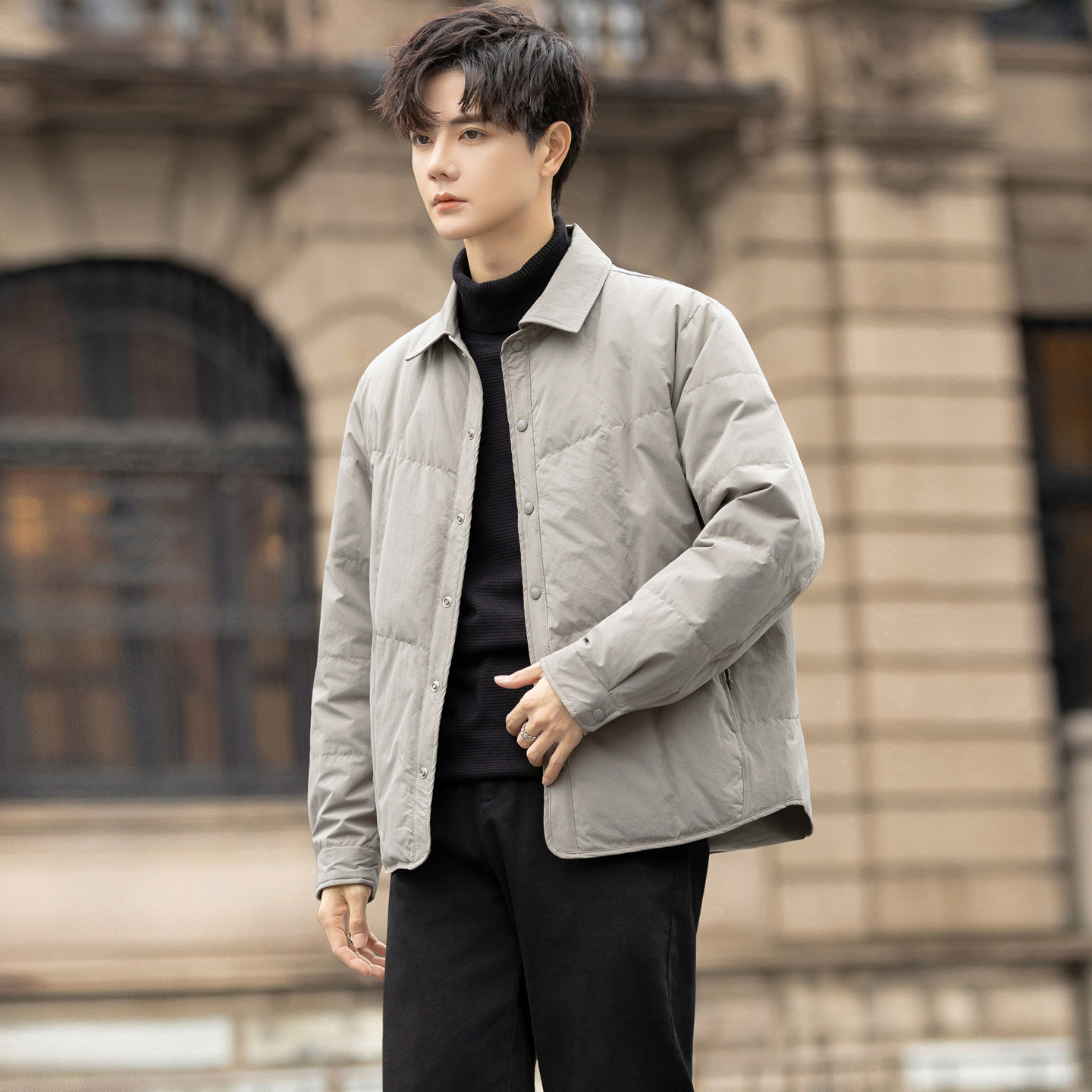 新国标90潮鸭绒羽绒服男款冬季2025新款冬装高级感假两件夹克外套