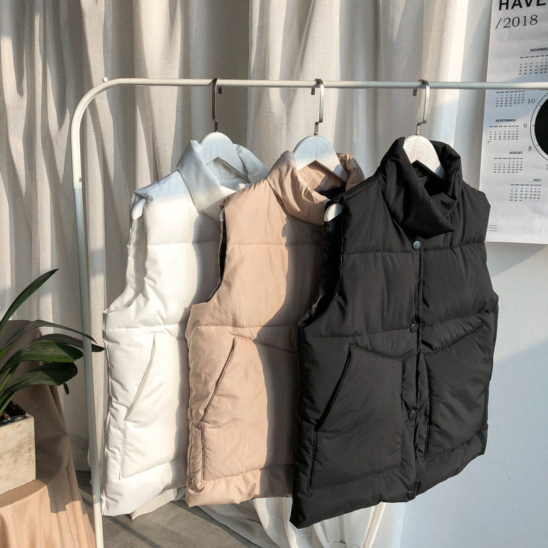 秋冬男士棉马甲潮流保暖背心潮男外穿坎肩羽绒棉百搭白色马夹外套