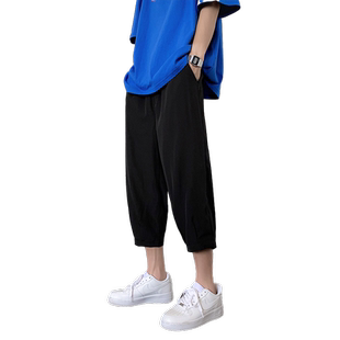 七分裤子夏季男款薄款冰丝男短裤休闲8分裤宽松运动中裤潮牌马裤
