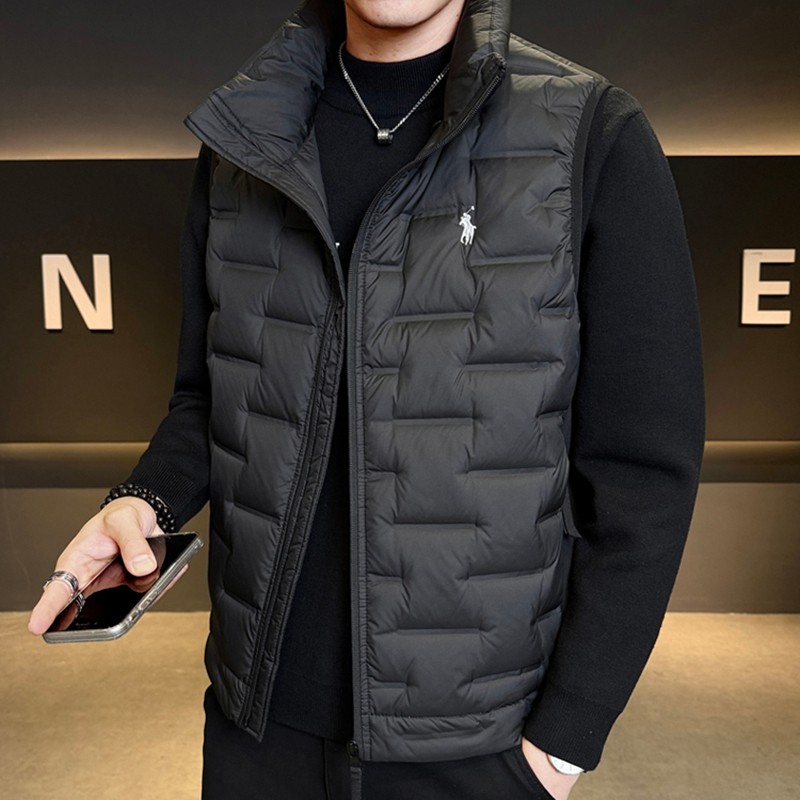 针织立领外穿内搭拼接羽绒马甲男