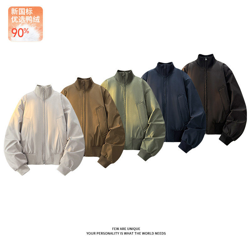 冬季三防国标90白鸭绒美式飞行夹克保暖羽绒服男防风加厚工装外套