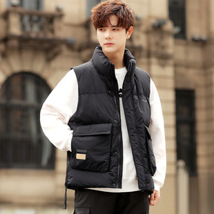 咖色时尚休闲短款立领羽绒马夹男百搭宽松面包服保暖外套马甲背心