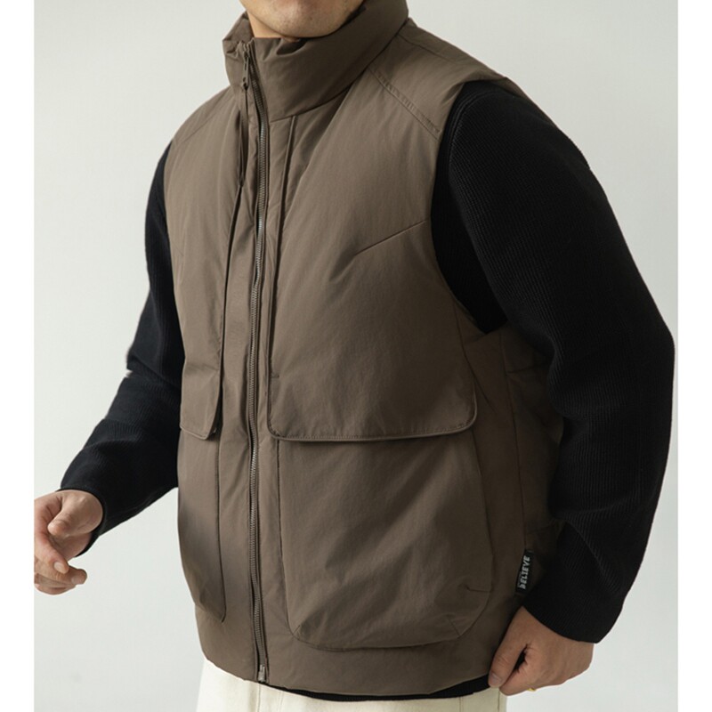 工装羽绒马甲男士秋冬季新款保暖立领坎肩外套外穿ins背心潮夹克