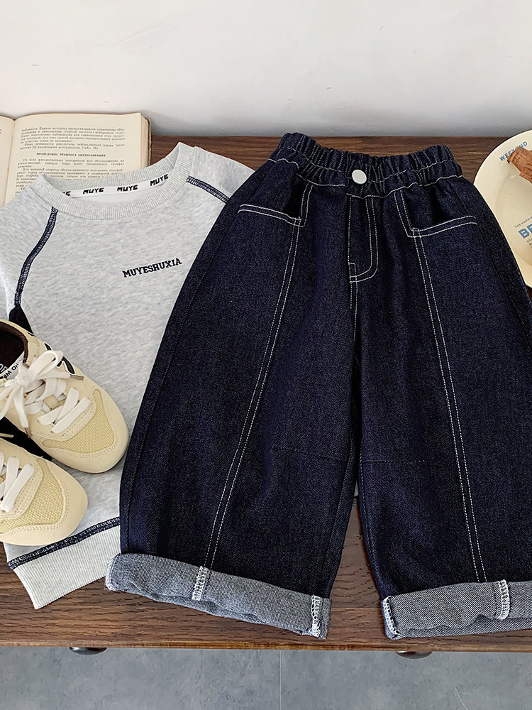 儿童牛仔裤2025新款男童春秋款韩版宽松休闲裤中小童直筒阔腿裤潮