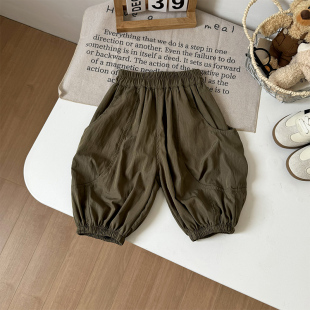 儿童裤子男童2025夏季新款中小童韩版洋气中分裤宝宝宽松阔腿裤薄