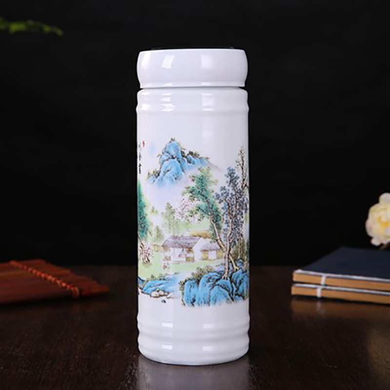 景德镇陶瓷保温杯双层茶杯