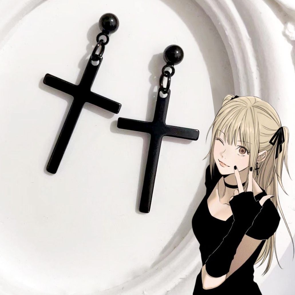 钛钢耳饰 暗黑弥海砂周边耳钉cos气质发夹项圈ins配饰y2k金属耳钉