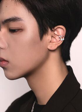中性国风蝴蝶耳夹男无耳洞耳环女潮流个性网红耳骨夹小众设计耳饰