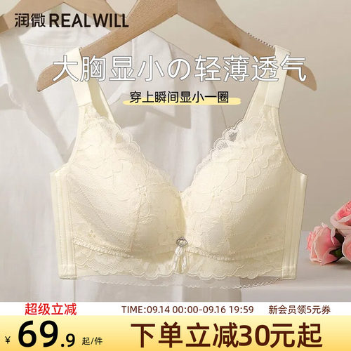 润微大胸显小上防下垂收副乳内衣