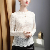 上衣性感交谊国标摩登舞衣 女网纱长袖 2026春夏新款 蕾丝拉丁舞罩衫