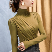 洋气褶皱国标摩登交谊舞上衣女长袖 莫代尔拉丁舞蹈练功服 春秋新款